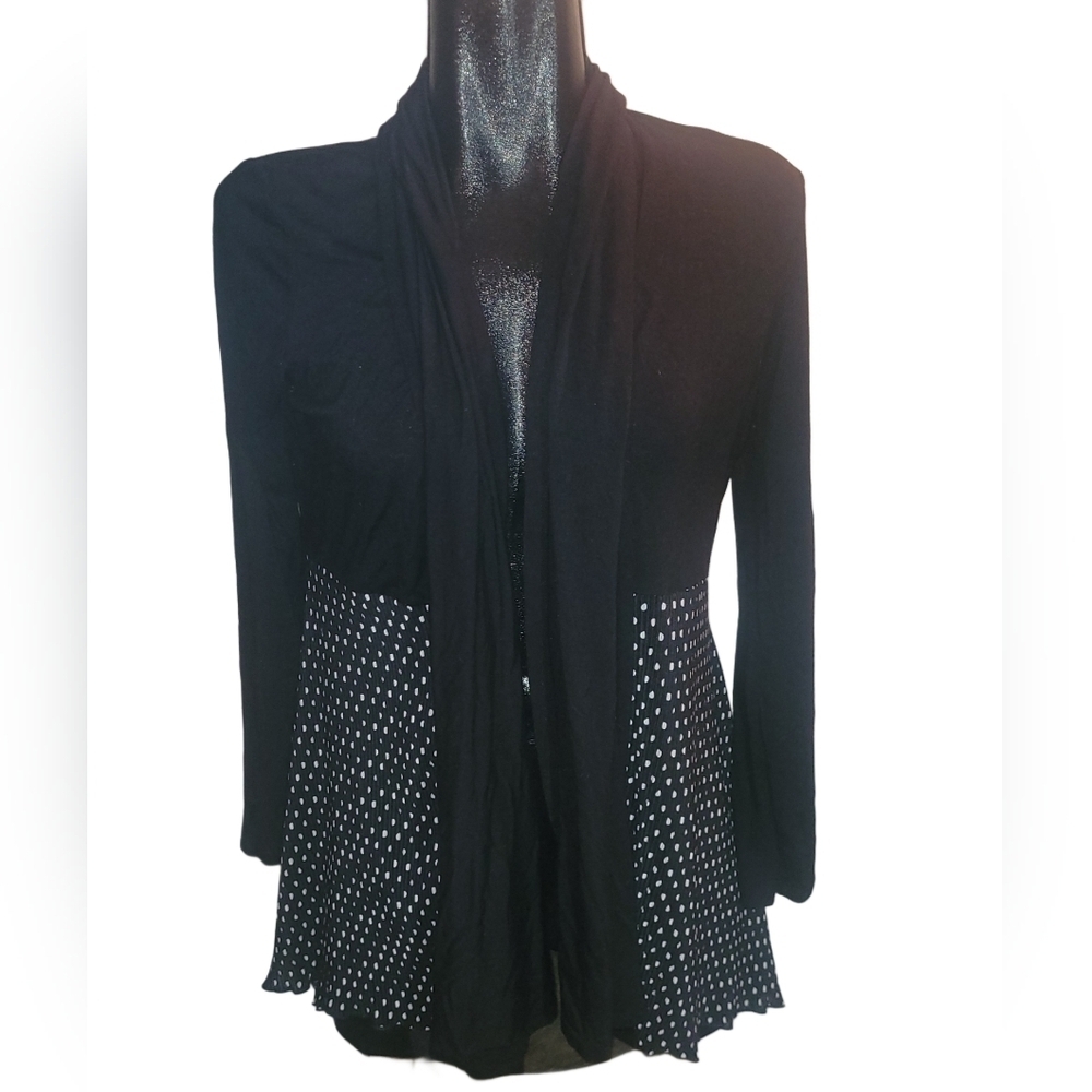 Kim & Cami Black and White Patterned Open Cardigan Size S